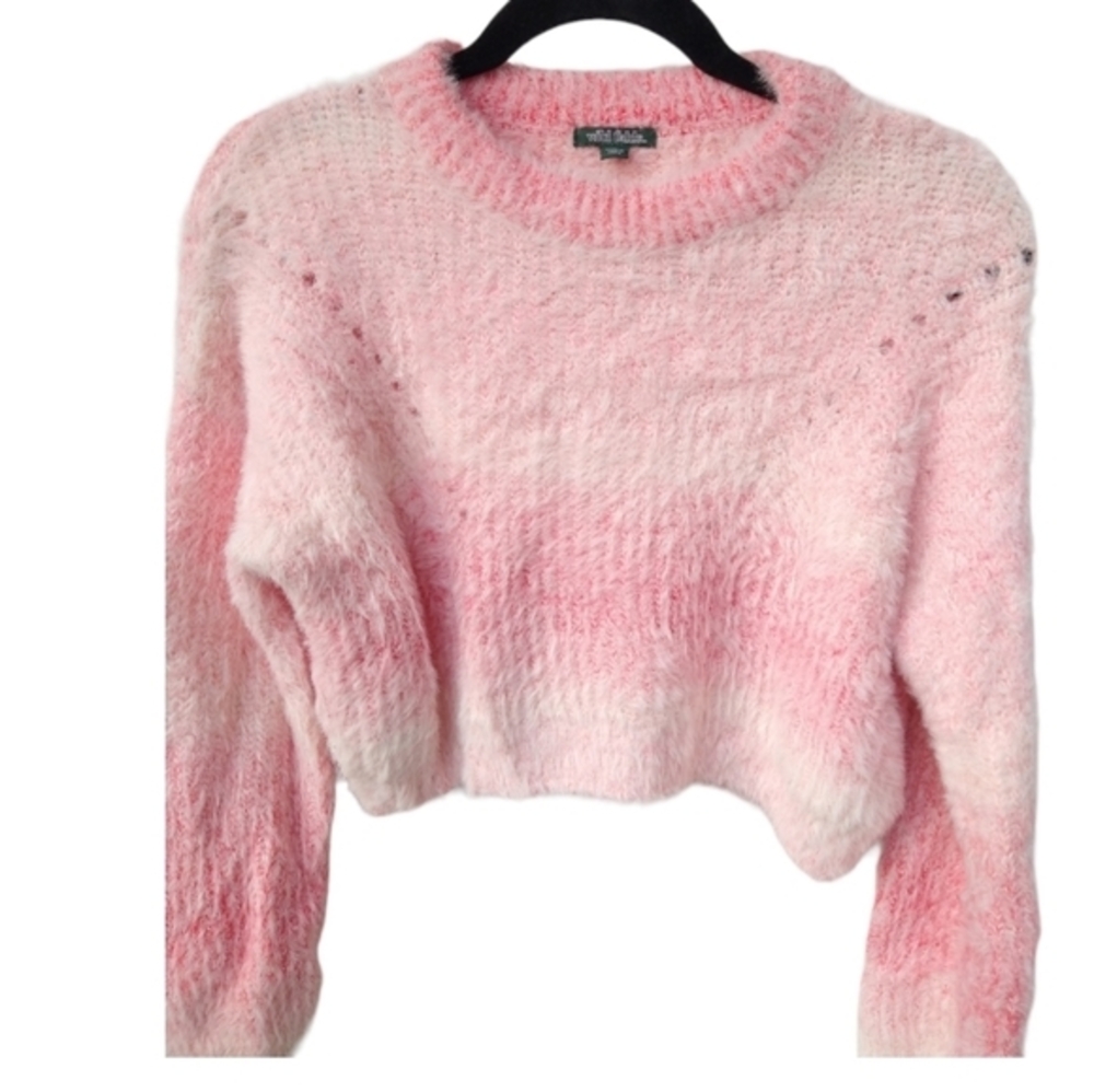 Wild Fable cropped pink fuzzy oversized sweater Size S